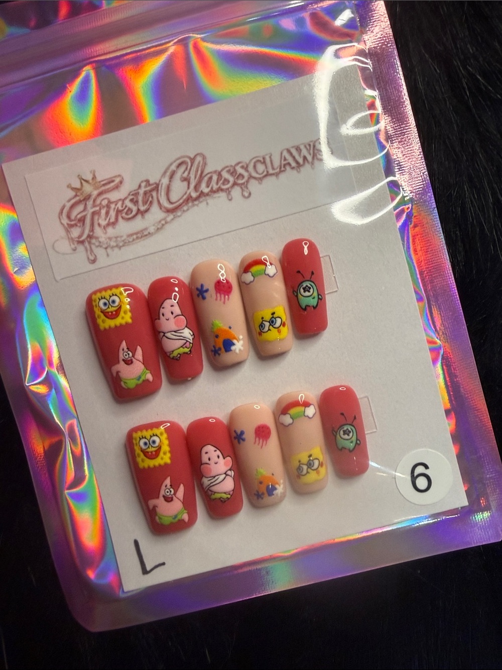 SpongeBob SquarePants Pink Yellow Red Press-On Nails